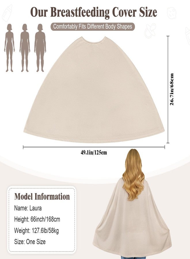 Basumee Nursing Cover for Breastfeeding Full Privacy Soft Breathable Mesh Breastfeeding Cover Multi-Use Breast Feeding Covers for Women Moms Baby Feeding Privacy Nursing Covers, Oatmeal - Image 5